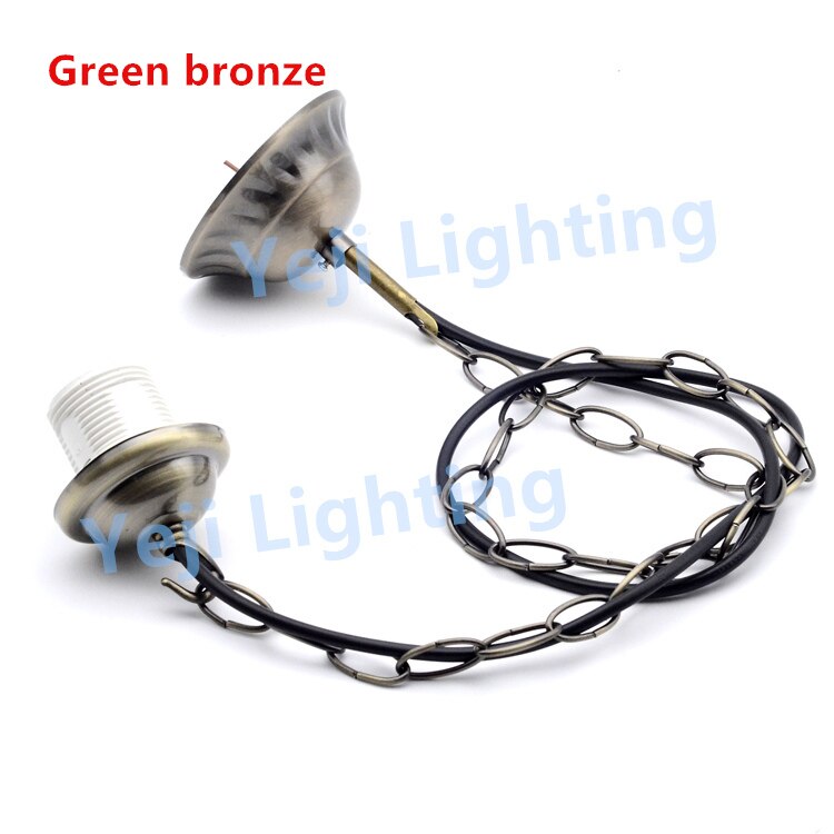 Auvent de plafond avec chaîne câble fil ensemble de câbles E27 Edison support de lampe pour lustre suspension lampe led ampoule accessoires d'éclairage: Green bronze