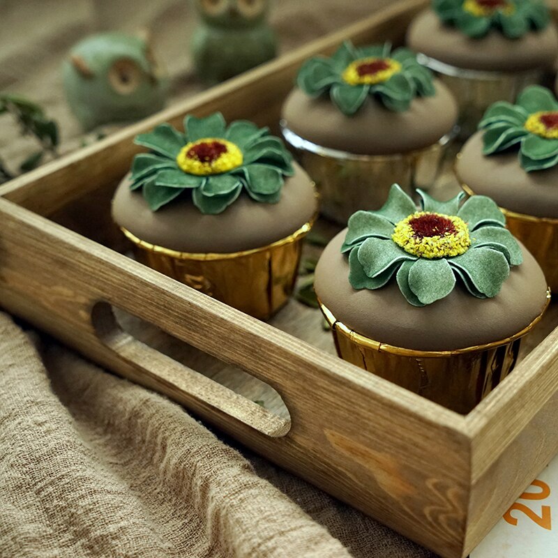 SWEETG Vintage bandeja de madera hecha a mano rectángulo cupcake pallet Decoración de mesa de boda perfume/maquillaje/comida/caja de almacenamiento de joyería