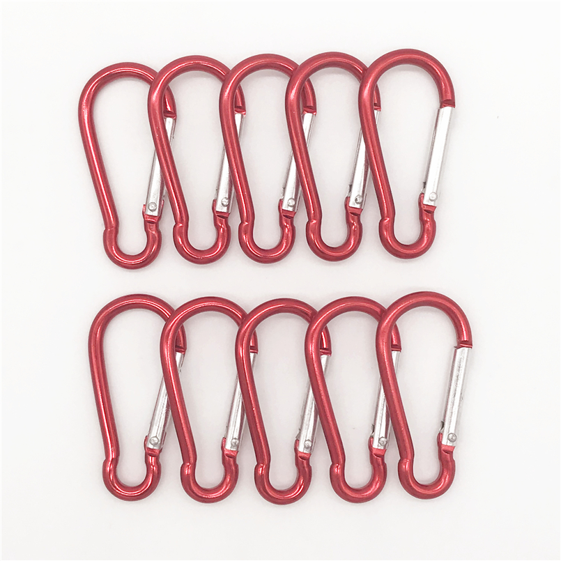 10Pcs M6 Kleur Karabijnhaken Aluminium Carabiner Spring Snap Clip Haken Sleutelhanger Klimmen Karabijnhaak Voor Sleutels Camping Gereedschap