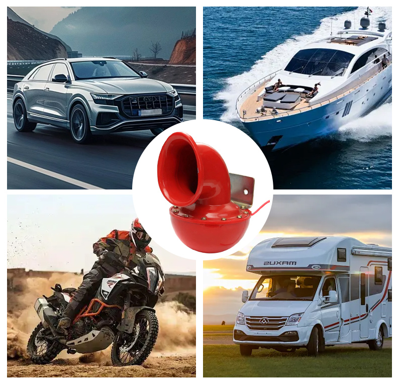 Bocina de coche de 12V y 200db, bocina roja, bocina eléctrica con sonido de vaca, bocina de Metal para camión, tren, barco, motocicleta, coche, camión, barco, súper ruidoso