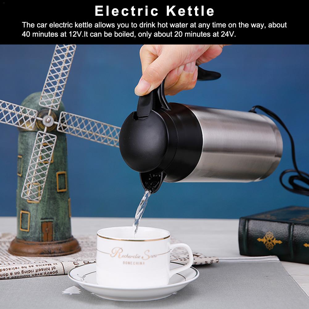 Car Electric Kettle Temperature Control Stainless Steel Tea Kettle BPA-Free Water Boiler Cordless With LED Indicator