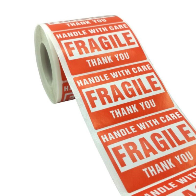 100/200/500PCS Fragile Paper Packaging Sticker Box Be Careful Fragile Packing Bag Warning Stickers Label