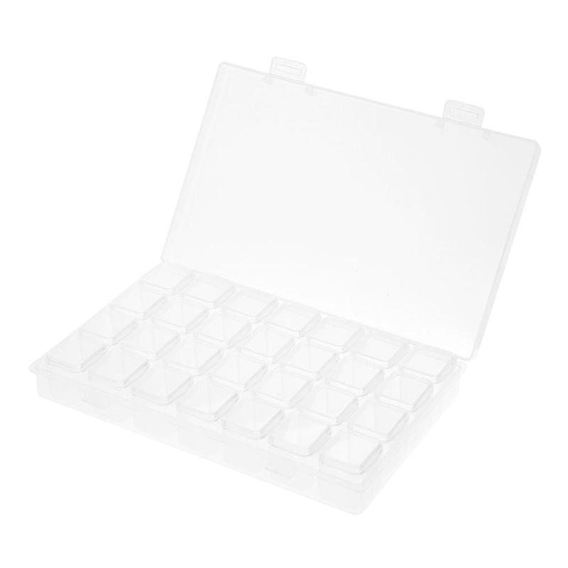 28 gitter gjennomsiktig beholder diamant maling tilbehør oppbevaringsboks plast sminke arrangør smykker perler display holder