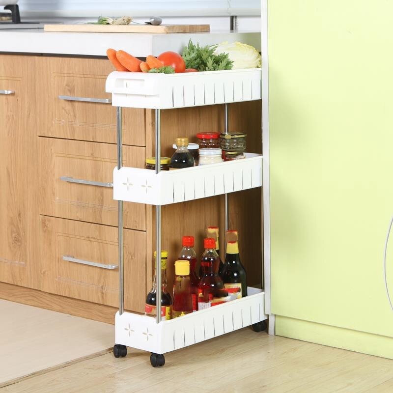 3 Tier Slim Storage Cart Mobile Shelving Unit Slide Out Storage Tower for Kitchen Bathroom Laundry Room Narrow Places White: Default Title