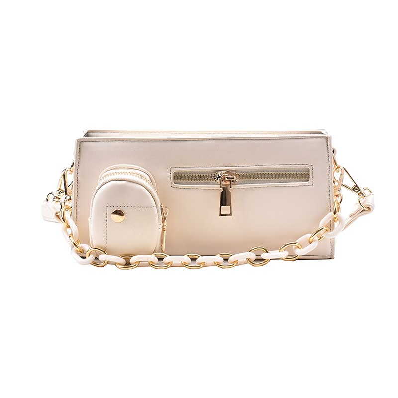 Effen Kleur Pu Lederen Cross-Body Bags Voor Vrouwen Zomer Mode Persoonlijkheid Schouder Pack Dames Handtassen En portemonnees: WHITE