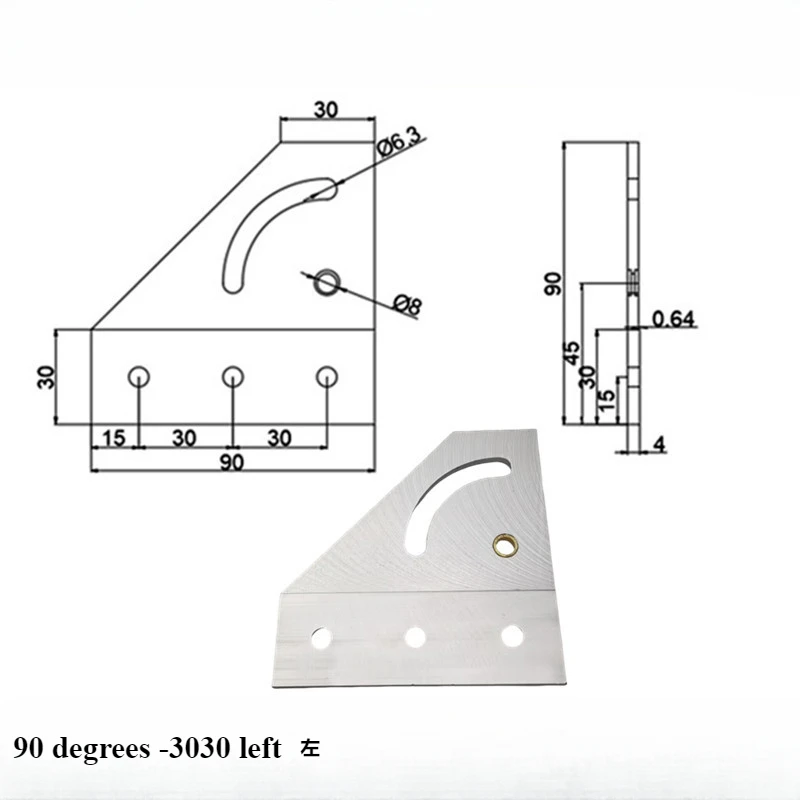 Pièce de fixation d'angle de profil en aluminium, plaque de connexion de direction, 90 degrés, 180 degrés, 3030, 4040