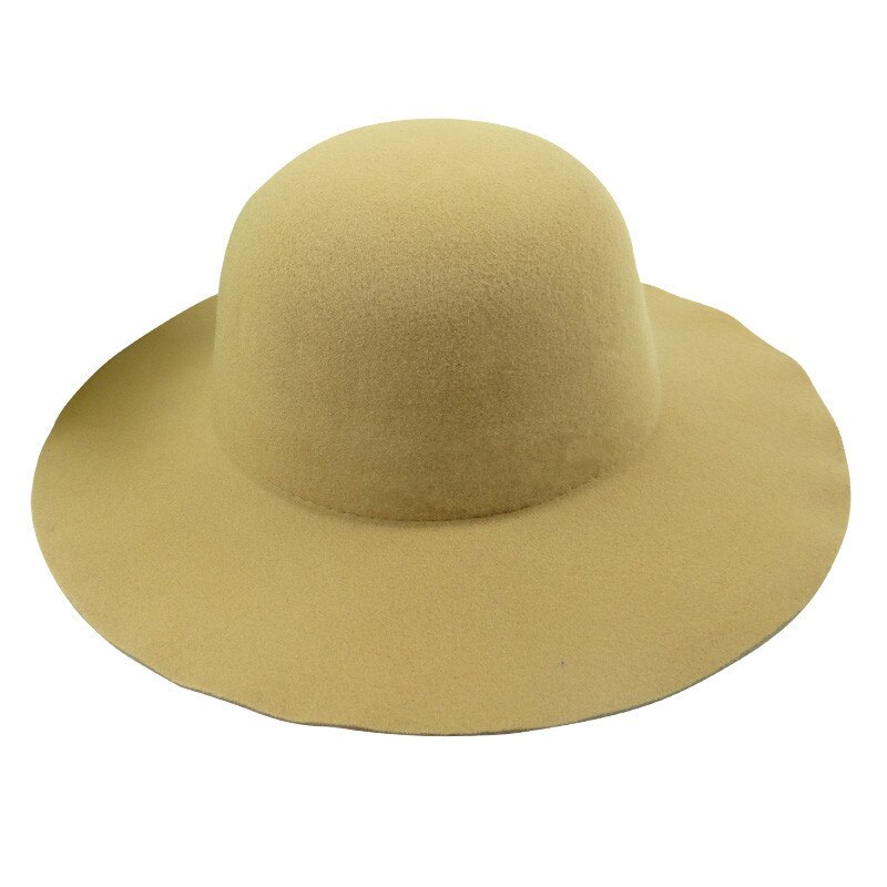 USPOP women winter hats wool fedoras adjustable unisex solid color wool hats: Dome-Camel