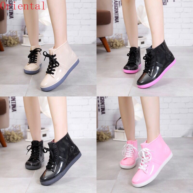 PVC Frauen transparent Regen Stiefel Gummi Spitze hoch Frauen Stiefeletten Wasserdicht lässig Komfort Damen Stiefel Schuhe