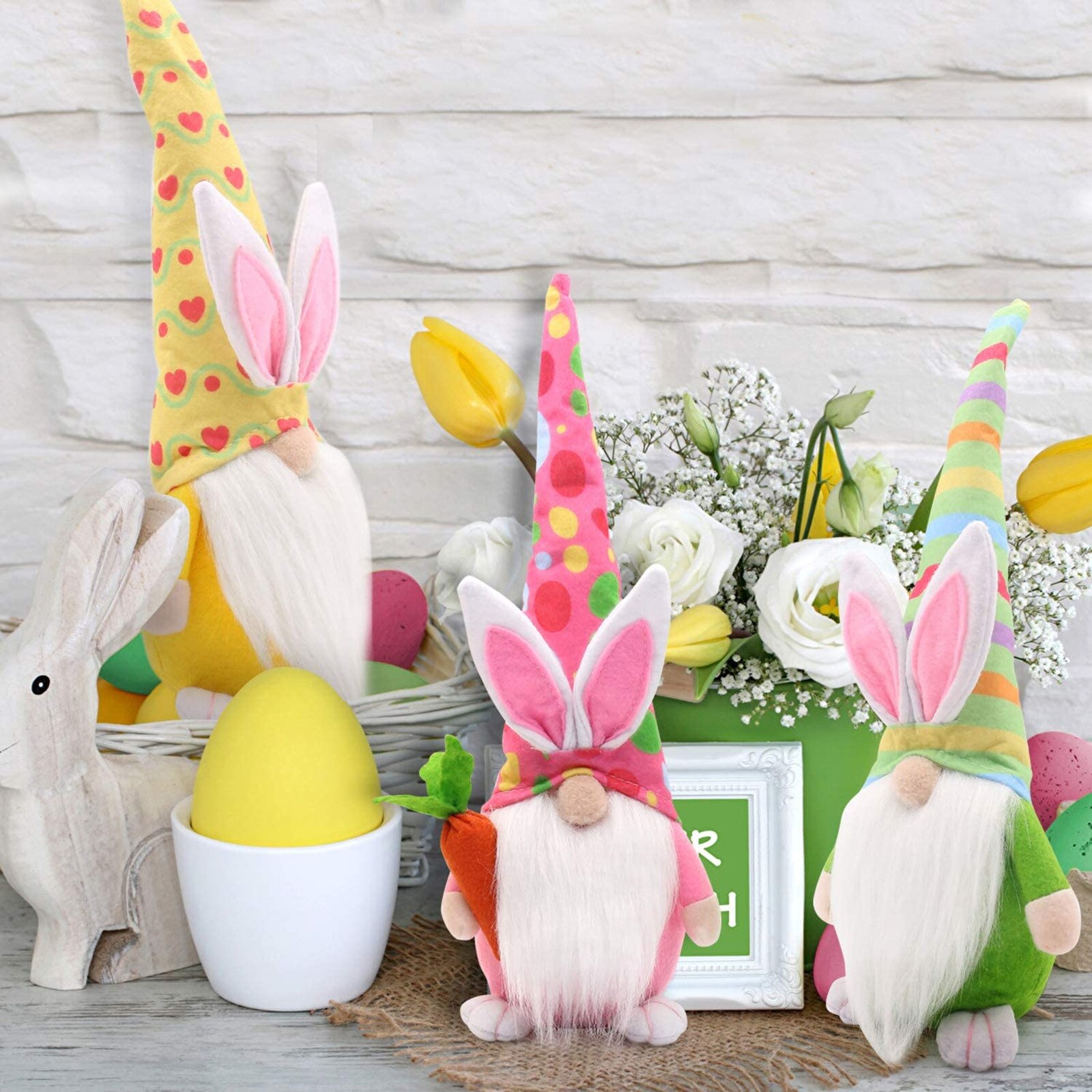 Easter Bunny Carrot Dwarf Faceless Doll Decoration Home Decorations 3pcs Simulation Decoration Home Party Accessories