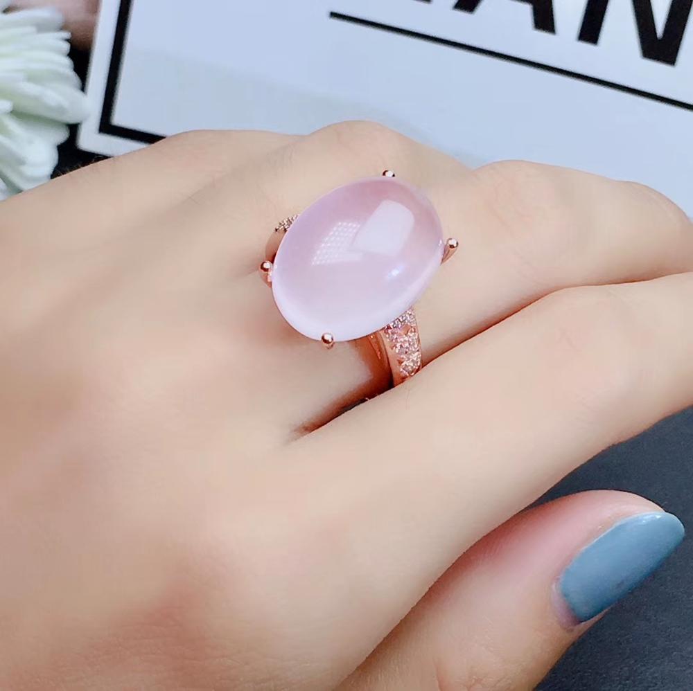 KJJEAXCMY Gioielleria Raffinata 925 sterlina argento intarsiato naturale Quarzo rosa Femminile impostato anello ciondolo popolare supporto di Rilevamento