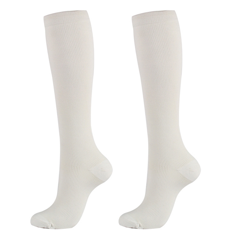 Varicose Vein Leg Relief Pain Knee Socks Pressure Compression Stockings Unisex Solid Color Thigh High Socks Nylon Long Socks: white / S M