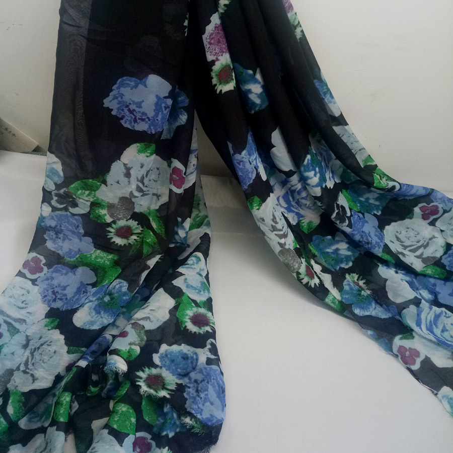 chiffon dress fabric lovely flower printed material soft breathable scarf blouse DIY craft fabric