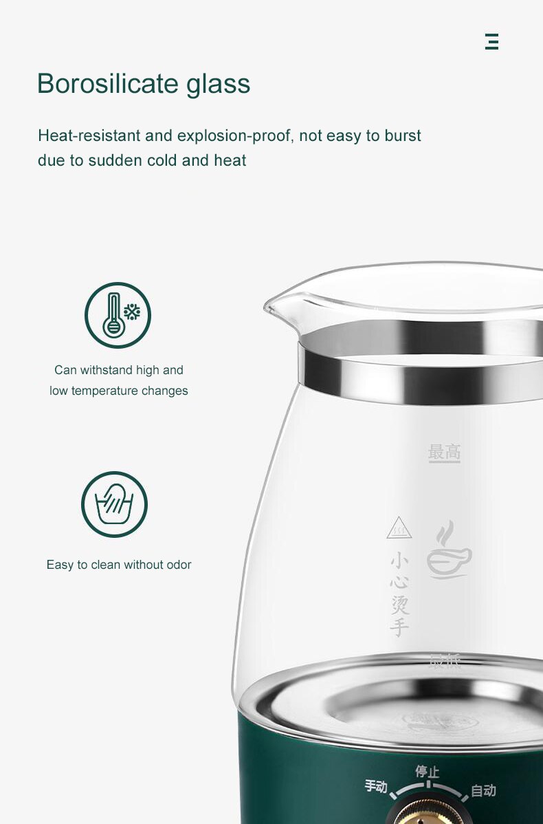 Infuseur à thé en verre Borosilicate, bouilloire électrique 1l, résistant à la chaleur, avec filtre, vaporisateur de vapeur automatique, théière de santé