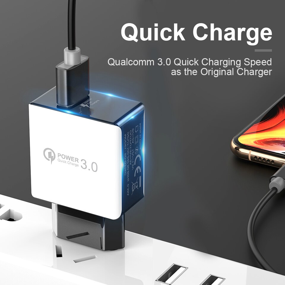 KSTUCNE Quick Charge 3.0 USB Charger 18W QC3.0 QC Fast Charging Multi Plug Mobile Phone Charger For iPhone Samsung Xiaomi Huawei