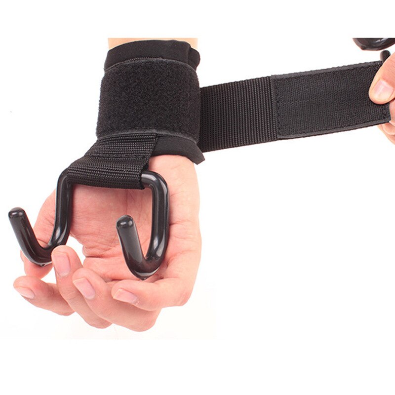 HMX Power Hooks Weight Lifting Straps With Wrist Support, Red, Steel Hooks
