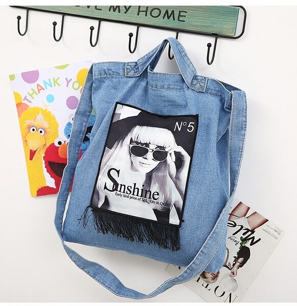 Vrouwen Handtassen Messenger Canvas Tas Modieuze Denim Jean Art Shopping Schouder Messenger Blues Crossbody Tas bolsaszakken: 09