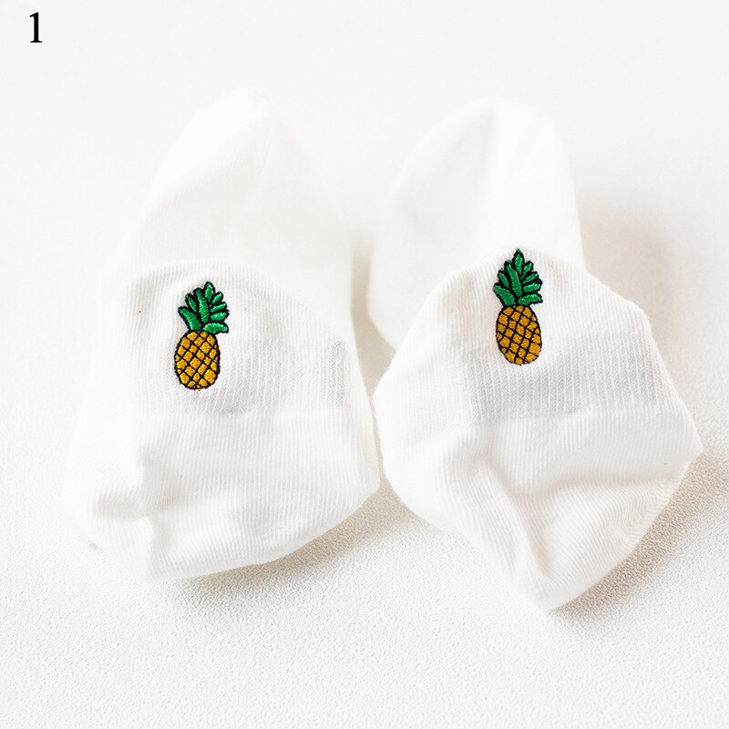 Cartoon Embroidery Fruit Ankle Socks Women Cotton white Short Socks Female Casual Summer Thin Boat Socks Hipster: 1