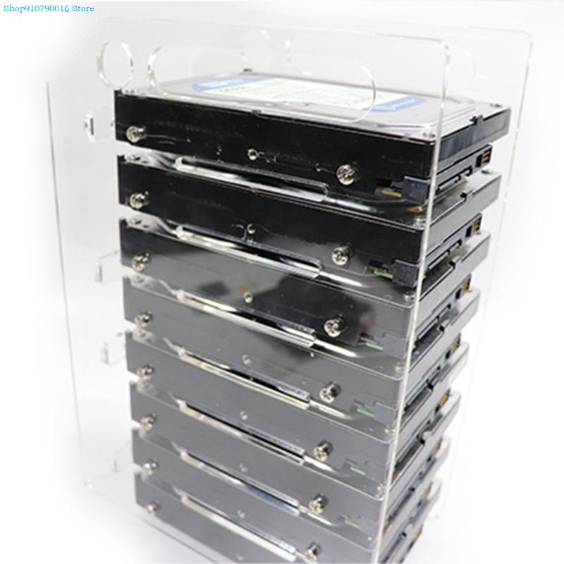 3.5 In DIY Acrylic Hard Disk Bracket Bay Desktop Computer External Hard Drive Shelf Rack HDD Storage Box Organizer Case