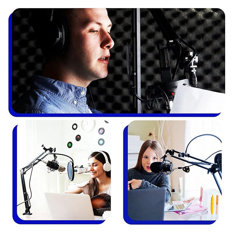 Microphone Arm Stand,Adjustable Suspension Boom Scissor Arm with Screw Adapter and Cable Ties and Other Mics