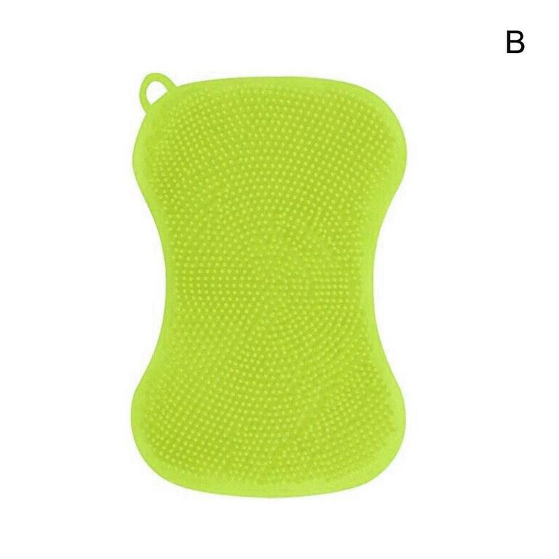 Silicone Kitchen Sponge Brush Washing Dish Cleaning Guarded Gadgets Hand Soft Fruit Vegetable A4X6: Gold
