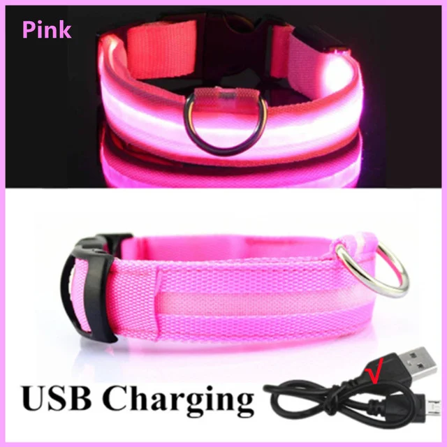 Led-glödande hundhalsband justerbart blinkande uppladdningsbart lysande halsband natt anti-förlorad hundsele för små hundar husdjursprodukter: Xxl / Grön