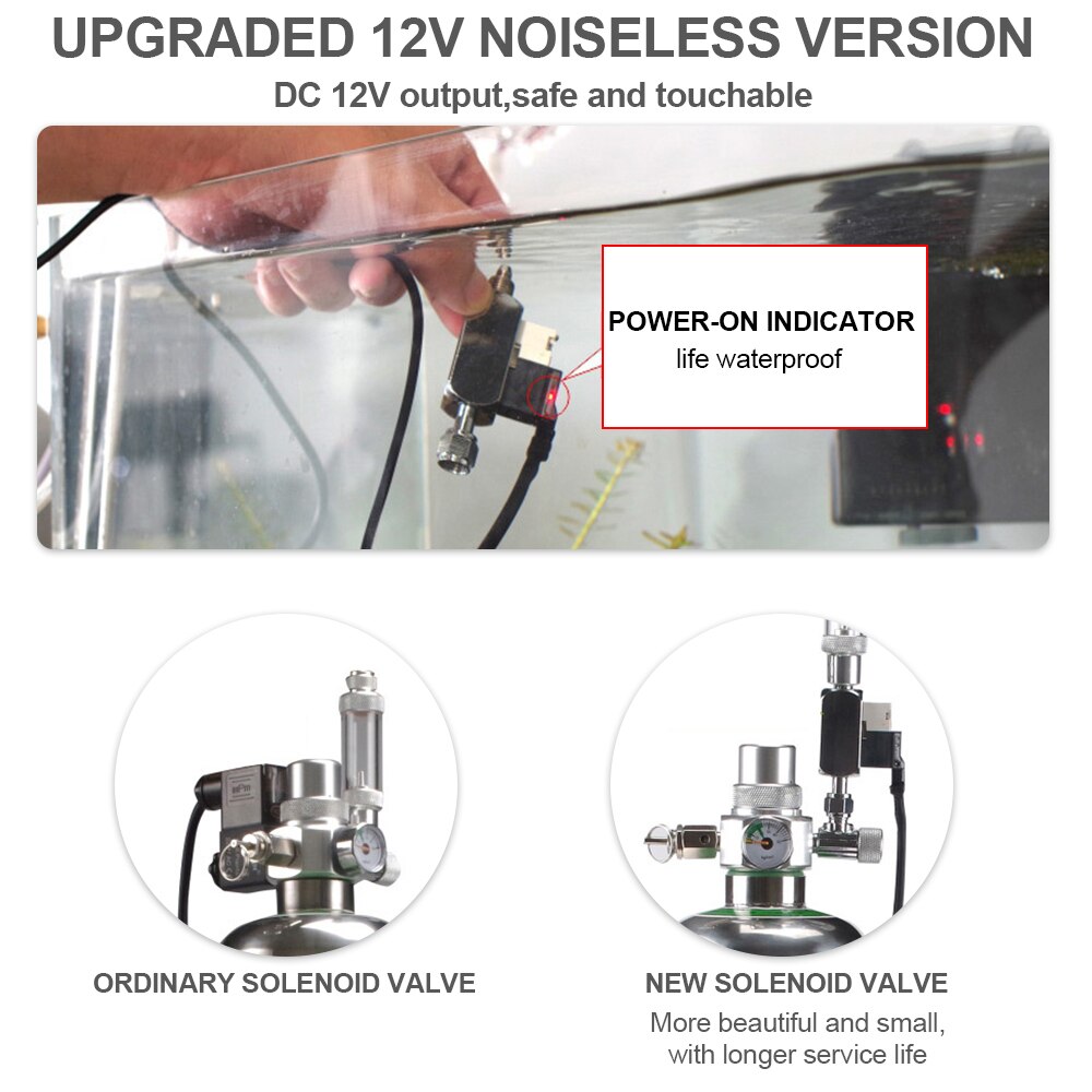 Magnetische Co2 Aquarium Solenoid Geruisloze Single/Dual Head Valve Lage Temp Regulator Cilinder Overdrukventiel Co2 Apparatuur