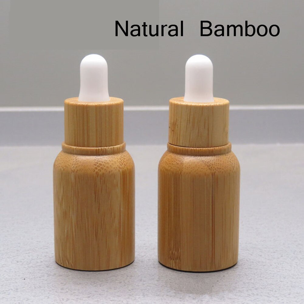 2ps/lot 10ml empty Natural Bamboo Wood glass dropper bottle bottle refillable bottle free tool: Default Title
