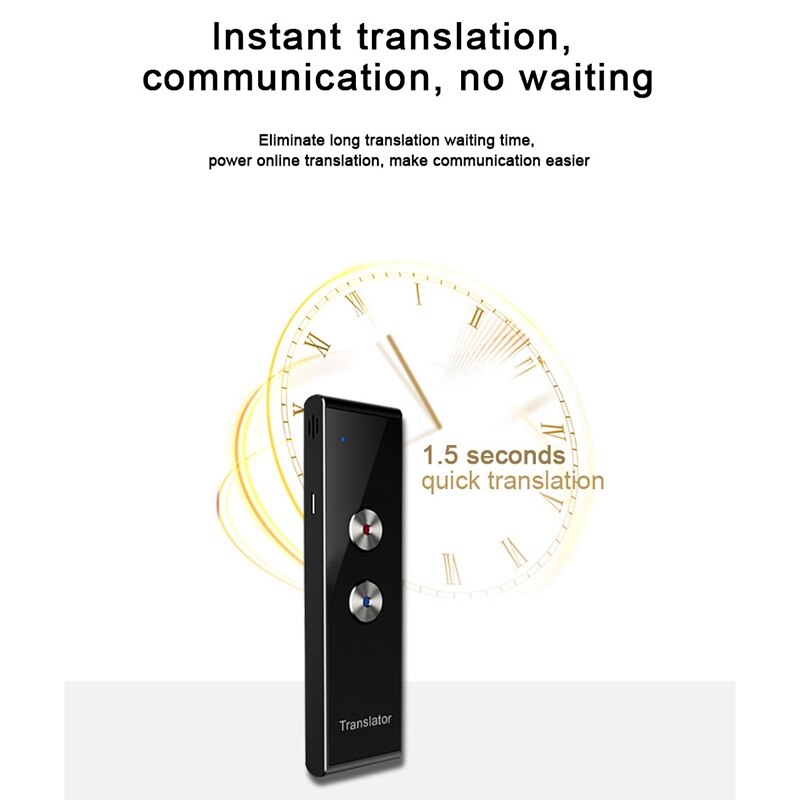 Traductor de voz portátil, varios idiomas, 40 idiomas, aplicación en tiempo Real, Bluetooth, inalámbrico, dispositivo de traducción instantánea