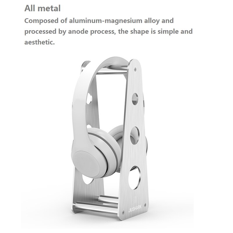 Jiushark headsethouder hoofdtelefoonstandaard aluminium ondersteunende balk eenvoudige desktop gaming headsetbeugel voor thuis, kantoor, slaapkamer