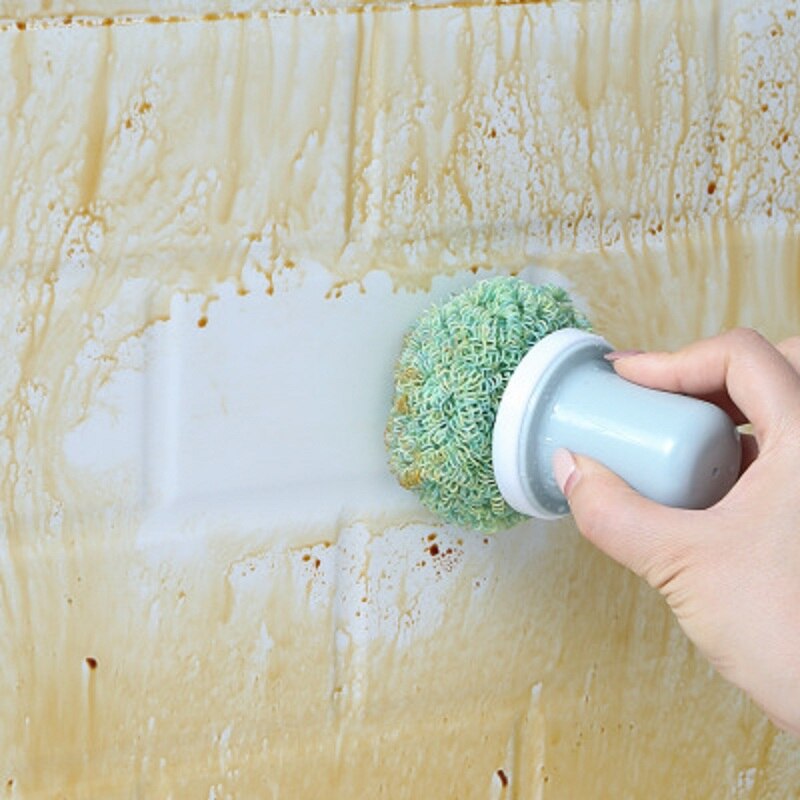 Nano Fiber Clean Ball Scouring Cloth Home for Kitchen with Handle Decontamination Cleaning Brush Pot Dish Brush Tools