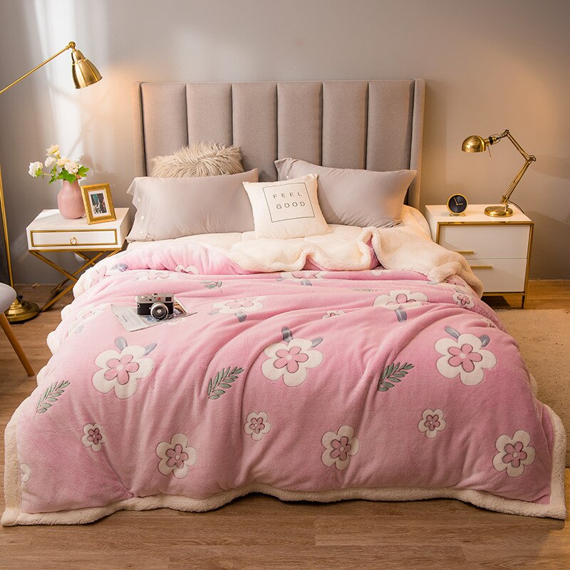 Super Warme Decke Luxus Dicke Decken Für Betten Vlies Decken und Wirft Winter Erwachsene Bett Abdeckung: Stil E / 180x200cm