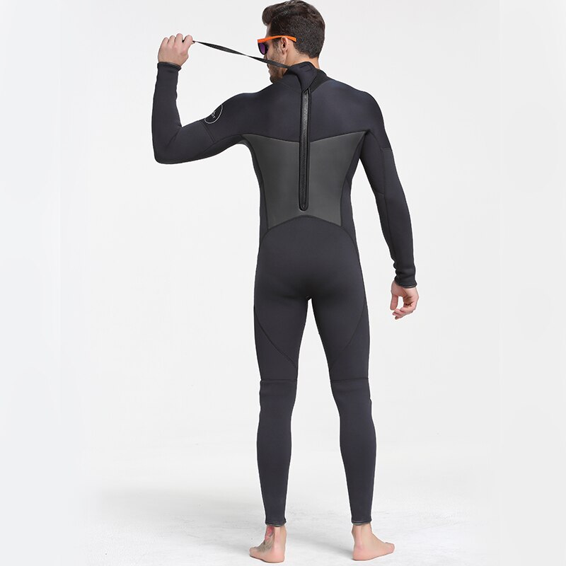 Men's 3mm Neoprene Wetsuits Back Zip Full Wetsuit Blue/Black Long Sleeve for Snorkeling, Scuba Diving, Surfing