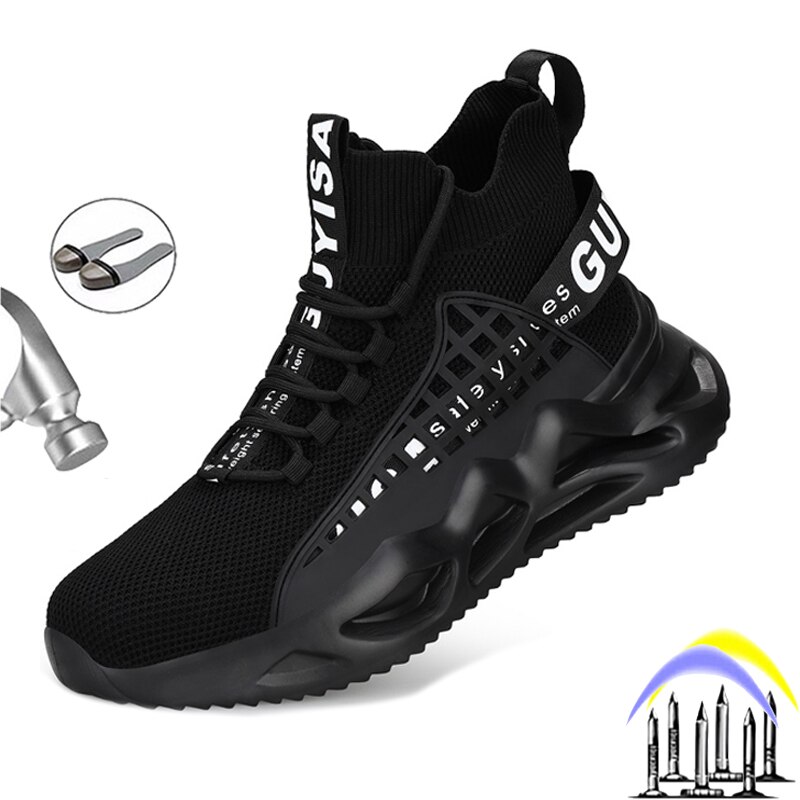 Ademend Mannelijke Veiligheidsschoenen Antislip Onverwoestbaar Mannen Werken Laarzen Stalen Neus Anti-Smash Bouw Licht Sneakers Voor man
