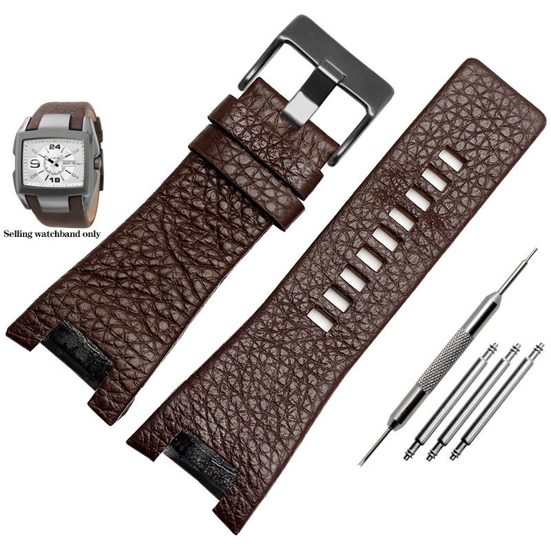 Bracelet de montre en cuir véritable pour Diesel DZ1216 DZ1273 DZ4246 DZ4247 DZ287: Noir Vert
