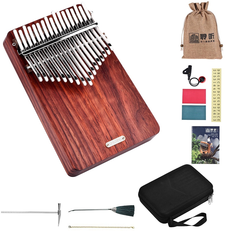 Kalimba, 21 teclas, Piano de caoba, instrumentos musicales Mbira Kalimba, 21 teclas, Kit de pegatinas, Piano portátil, niños principiantes
