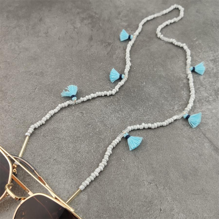Boho perles de verre chaînes de lunettes avec coton gland lunettes de soleil lunettes de lecture chaîne lunettes porte-cordon sangle de cou corde: 12