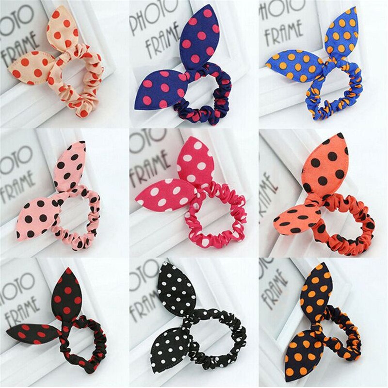 20 cores aleatórias enviado 10 pçs kawaii adorável coelho bowknot headbands orelhas de coelho ponto headwear elástico corda de cabelo