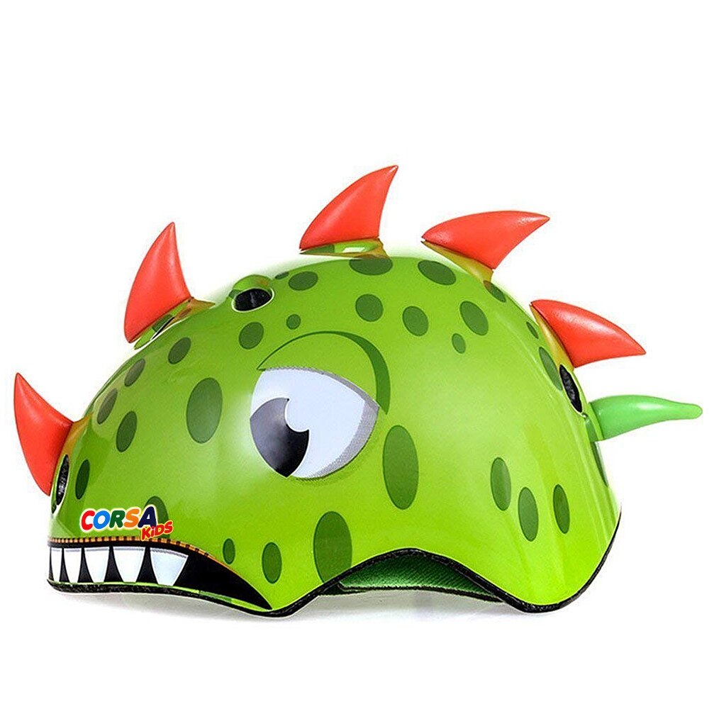 Lixada niños casco de bicicleta de dibujos animados lindo casco ciclismo para niños de la ciudad de bicicleta de carretera de pelo para niños niñas deportes al aire libre de Patinaje: Verde
