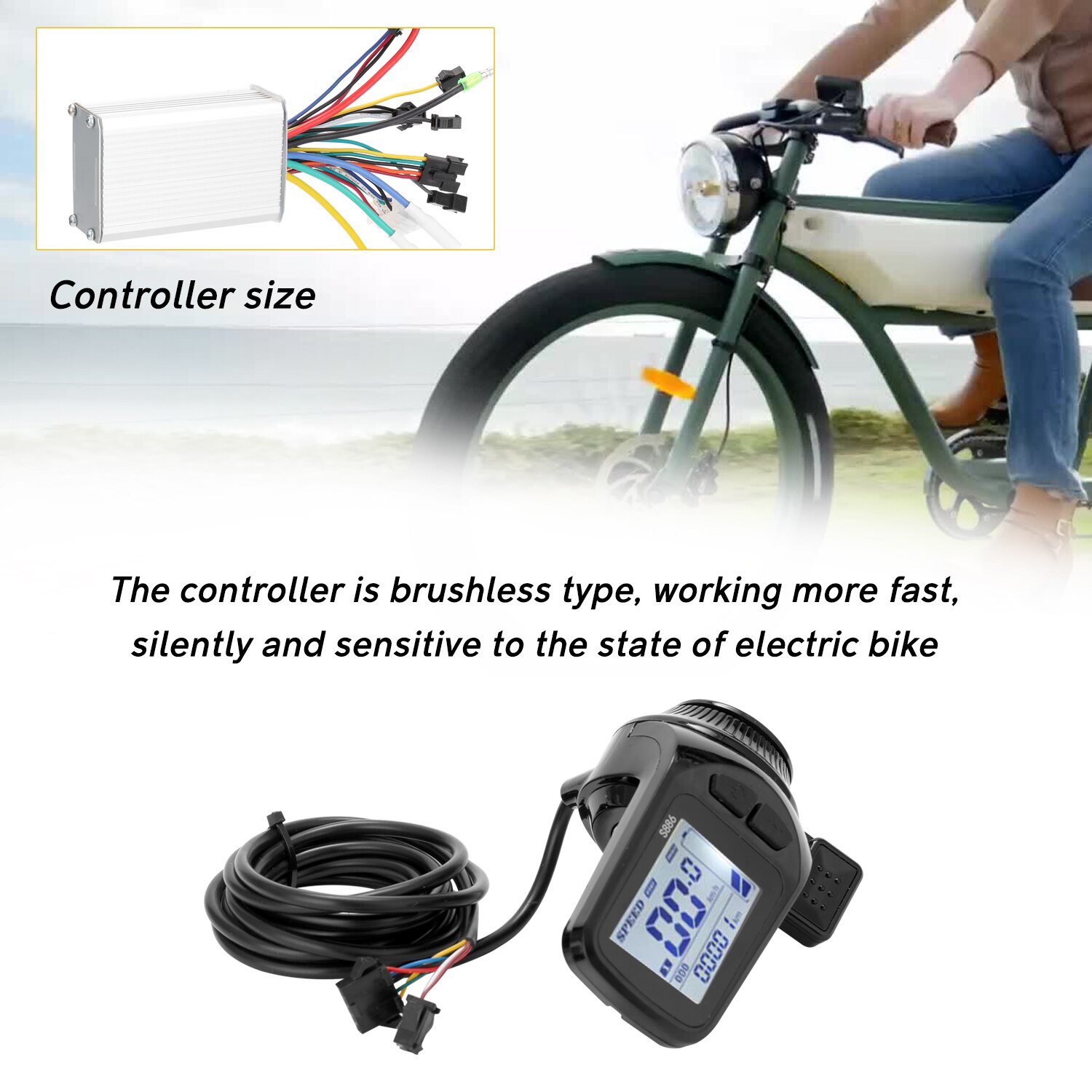 36v-60v 350w motor børsteløs controller lcd display panel tommelfingerregel elektriske cykler scooter børsteløs controller kit