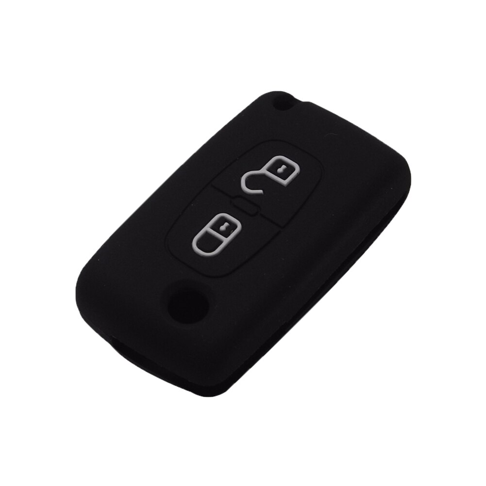 2 Knoppen Siliconen Auto Voertuig Remote Key Cover Case Voor Peugeot Citroen Sleutel Tas Auto Smart Key Portemonnee organizer Sleutel: Black