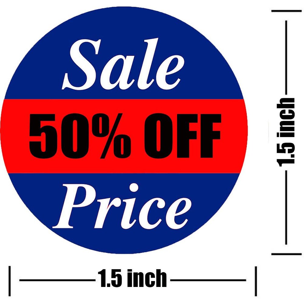500 Pcs/Roll Round Red 50 Discount Price Labels Sticker Self Adhesive For Retail Store Clearance