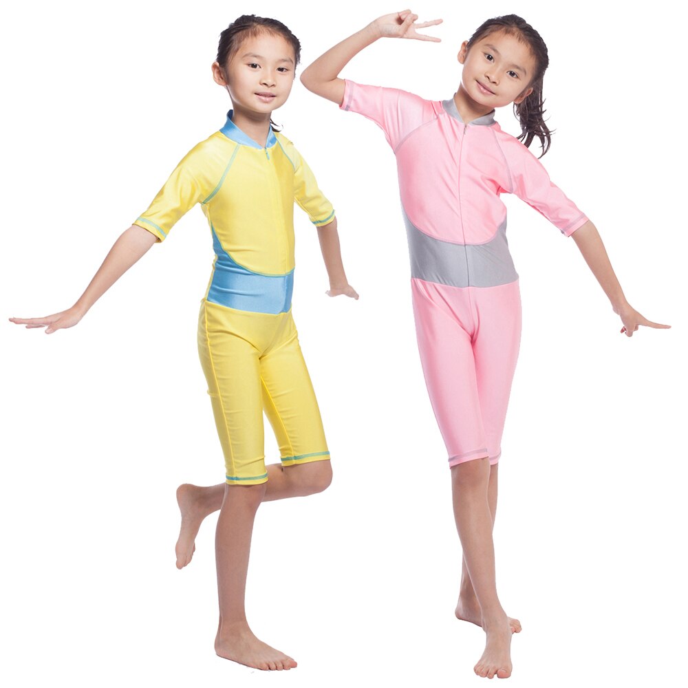 Burkini-traje de baño musulmán para niña, bañador de una pieza con cremallera frontal, Borkini islámico, modesto, bañador niña burkini mujer burkini mujer musulmana trajes de baño mujer bañadores mujer