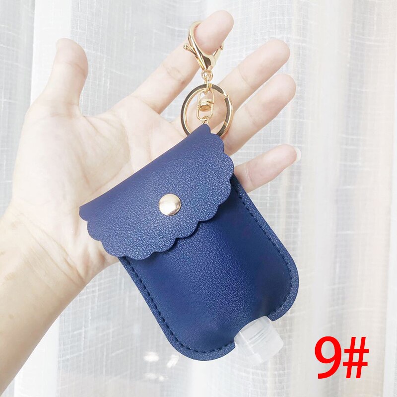 60Ml Reizen Lekvrije Leather Case Sleutelhanger Tas Hervulbare Lege Fles Voor Handdesinfecterend Bag Met Key Ringen Hanger fles: 9