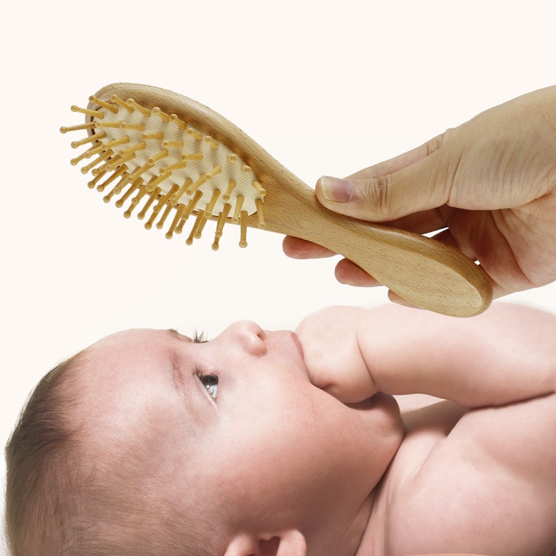 Neugeborenen Baby Natürliche Wolle Baby Holz Pinsel Kamm Neugeborenen Haar Pinsel Kleinkind Kopf Massagegerät Tragbare Baby Kamm Haar Schlecht Pinsel kamm