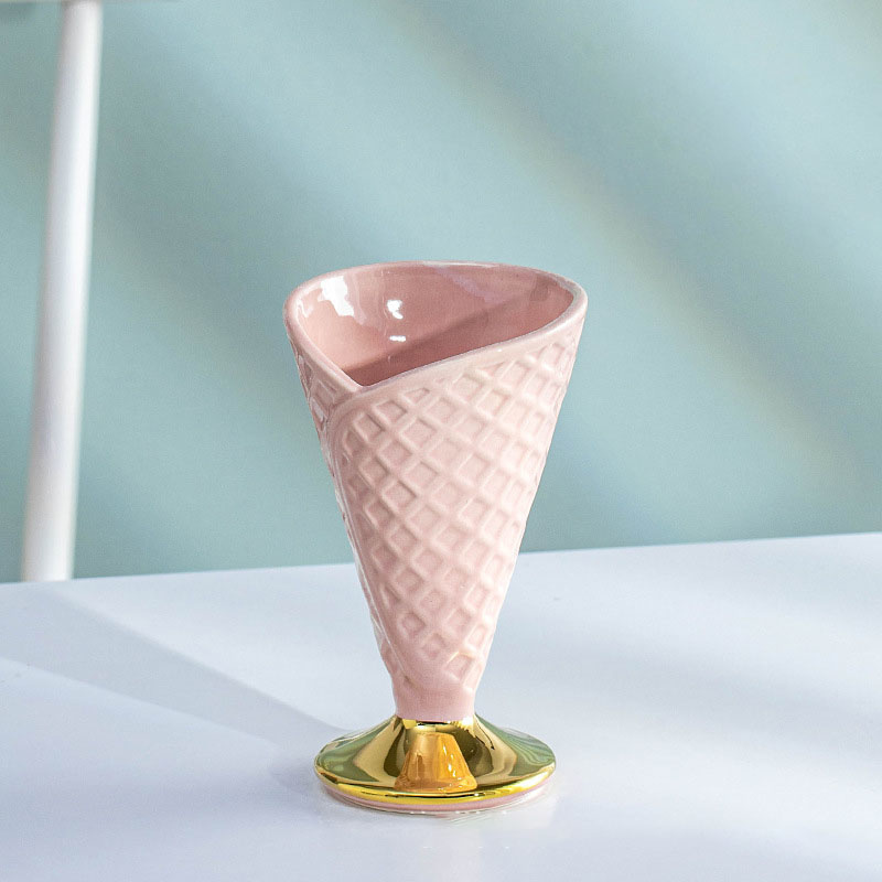 Keramische Ijs Cup Tall Kom Dessert Restaurant Ijs Cup Siroop Kom Huishoudelijke Yoghurt Kom Kerstcadeaus: Pink Cup