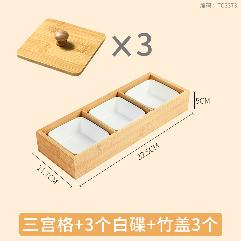 Bamboo Tray Dried Fruit Snacks Fruit Dessert Sushi Plate Pot Compartment Container Tea Table Snacks Dinner Plate: black