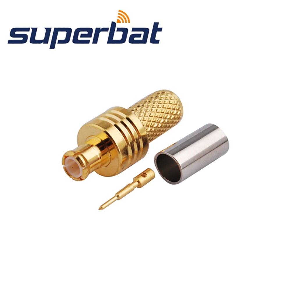 Superbat 10 stk mcx crimpplugg hann rf-kontakt til koaksialkabel lmr 195/rg58/rg142