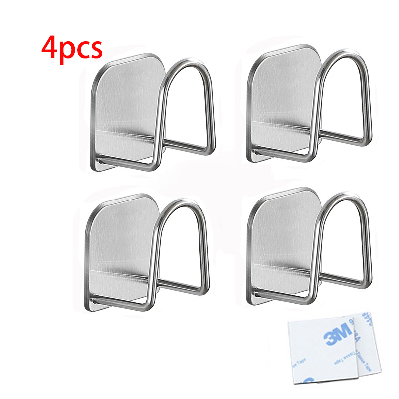 Stainless Steel Sponges Holder Kitchen Sink Spong Drain Drying Rack with Adhesive Storage Holders Kitchen Gadgets Sponge Support: Silver 4pcs