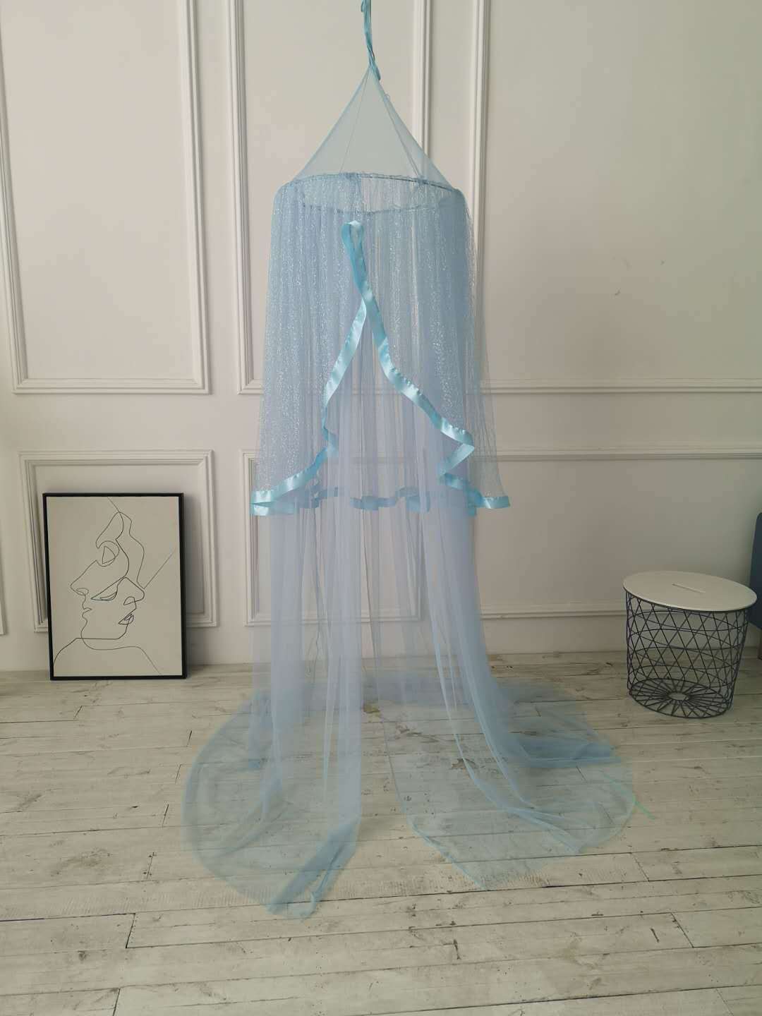 Babybedhemel koepelbedhemel hangend gaas blauwe prinses babyhemel klamboe decoratie kamerbedovertrek gordijn voor baby