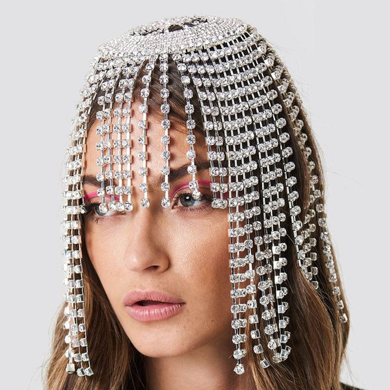 Stonefans Luxus Strass die Stirn Kopfbedeckung Quaste Kette Pro Frauen handgefertigt Hut Kristall Stirnbänder Hochzeit Haar Zubehör